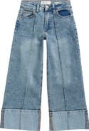 Jessica Simpson Kids' Seamed Cuffed Wide Leg Jeans