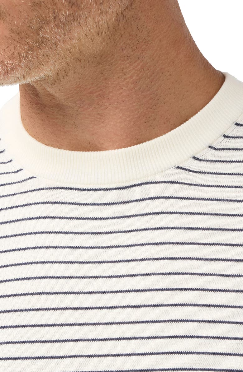 Mizzen+Main Ashe Stripe Crewneck Cotton Blend Sweater, Alternate, color, Pearl White Navy Stripe