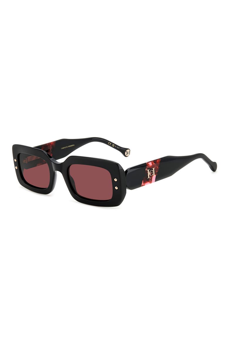 50mm Rectangular Sunglasses, Alternate, color, BLACK BURGUNDY