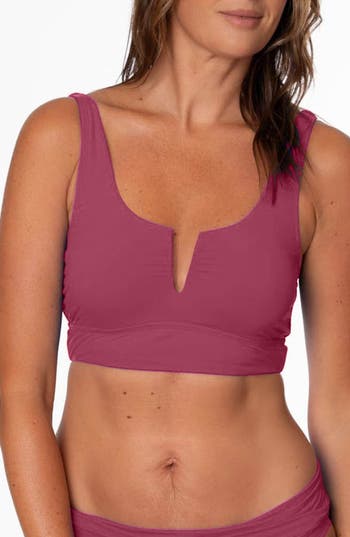 Jantzen Luisa Notch Neck Midkini Swim Top In Mulberry