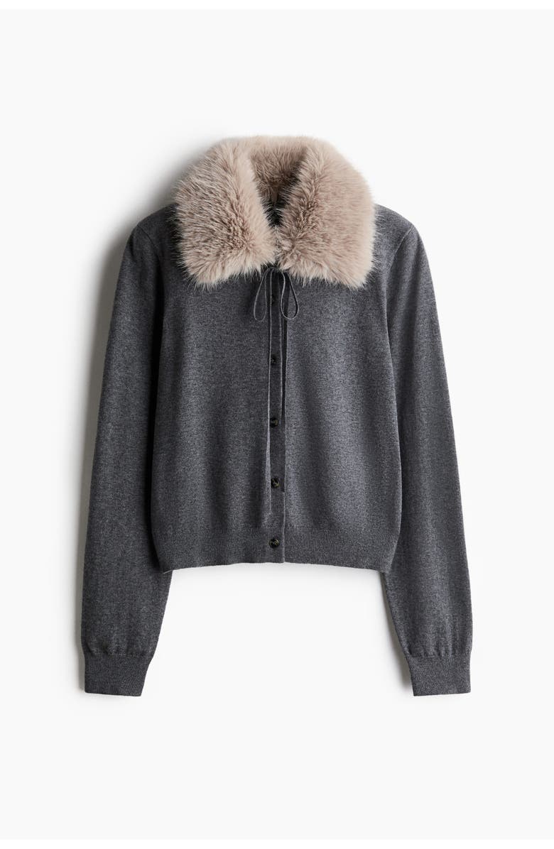 H&M Collared Cardigan, Main, color, Dark Gray