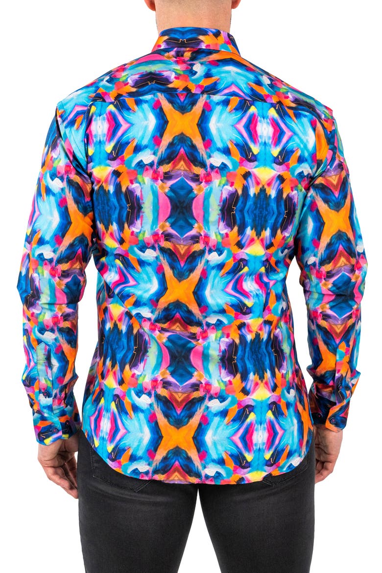 Fibonacci Discomakeup Multi Contemporary Fit Button-Up Shirt, Alternate, color, BLUE