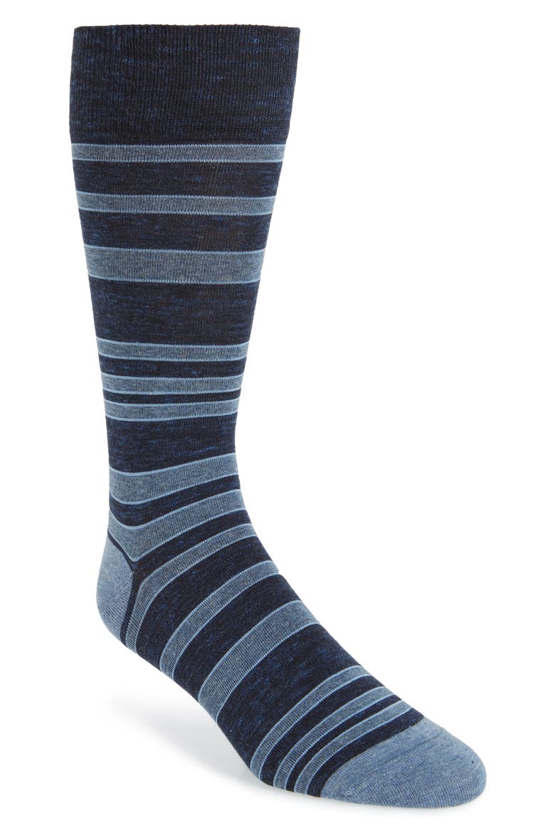 Stripe Socks, Main, color, BLUE RAIN HEATHER