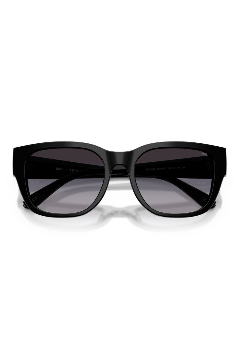 56mm Square Sunglasses, Alternate, color, SHINY BLACK / GREY GRADIENT