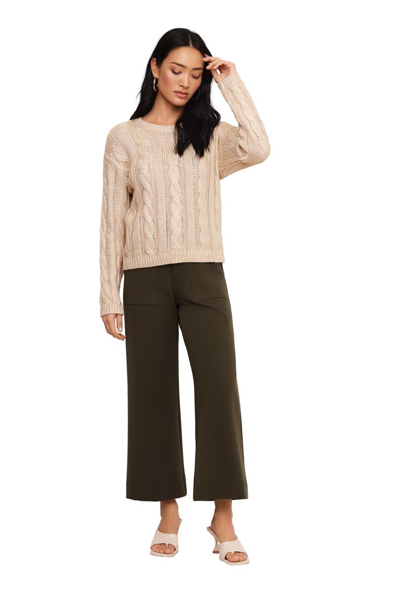 Levie Metallic Cable Knit Sweater, Alternate, color, GOLD