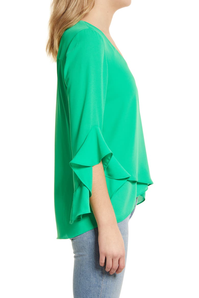 Flutter Sleeve Tunic, Alternate, color, VIVID GREEN