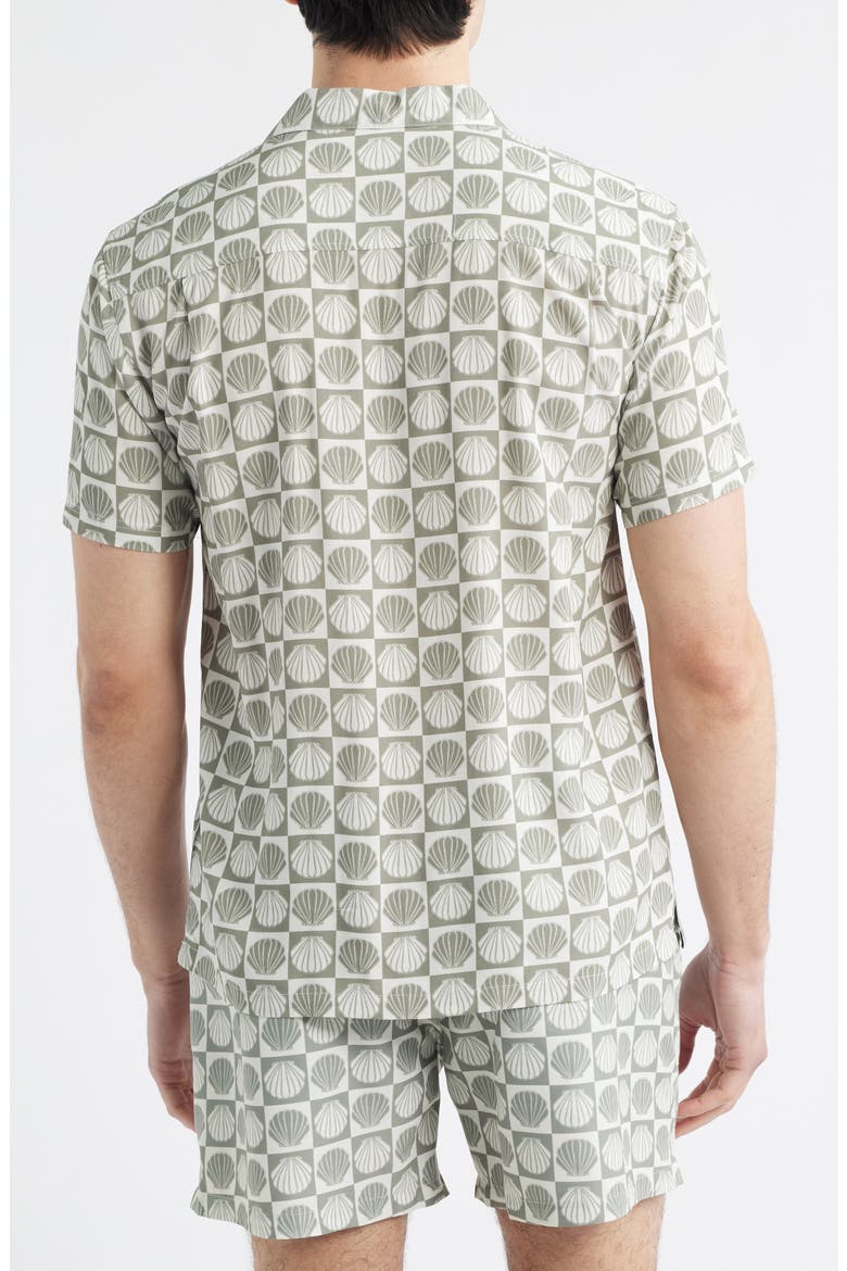 Seashell Print Camp Shirt, Alternate, color, OLIVE/ CREAM