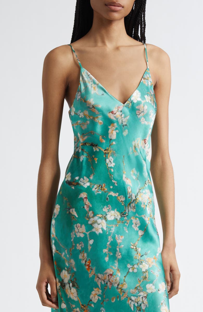 L'AGENCE Seridie Floral Print Silk Midi Slipdress, Alternate, color, 