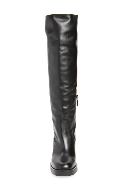 Stuart Weitzman Bethenny Block Heel Tall Boot In Black Smooth Calf