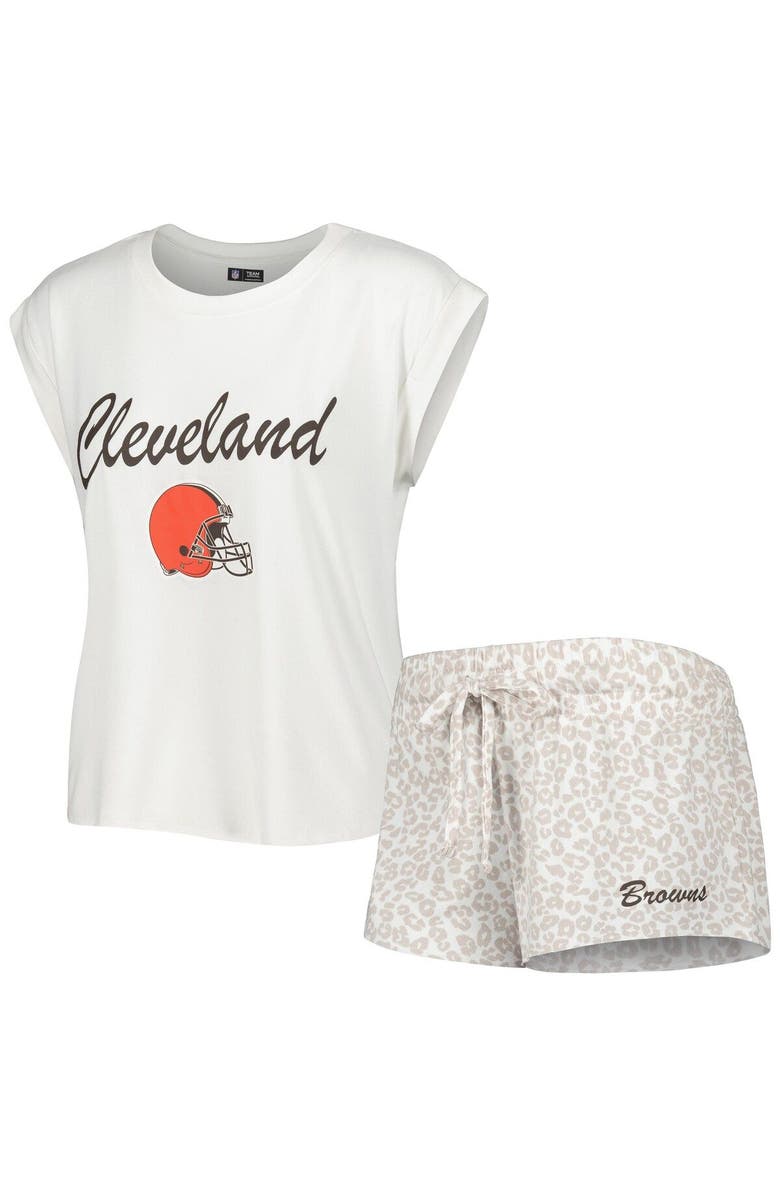 CONCEPTS SPORT Women's Concepts Sport White/Cream Cleveland Browns Montana Knit T-Shirt & Shorts Sleep Set, Main, color, White