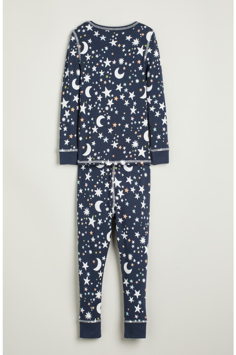 Kids' Glow in the Dark Fitted Two-Piece Pajamas, Alternate, color, NAVY NIGHTTIME GLOW