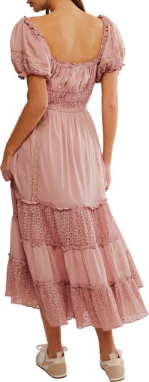 Falling Sun Puff Sleeve Midi Dress