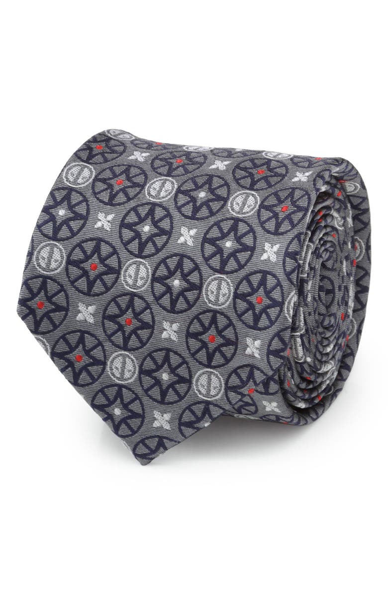 Cufflinks, Inc. x Marvel Deadpool Medallion Silk Tie, Alternate, color, Gray