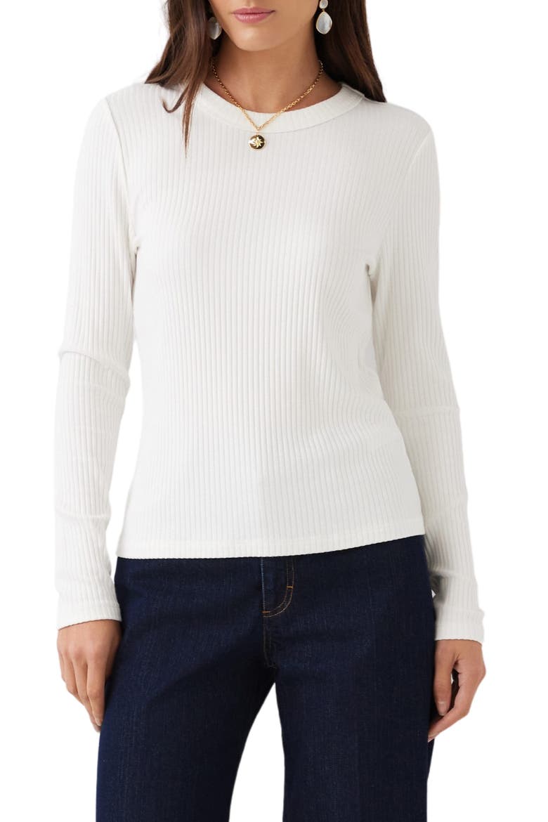 Ribbed Long Sleeve Top, Main, color, OFF WHITE