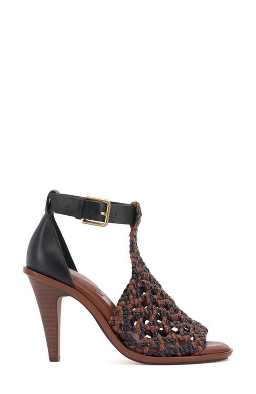 Vince Camuto Frasper Woven Ankle Strap Sandal In Whiskey Black