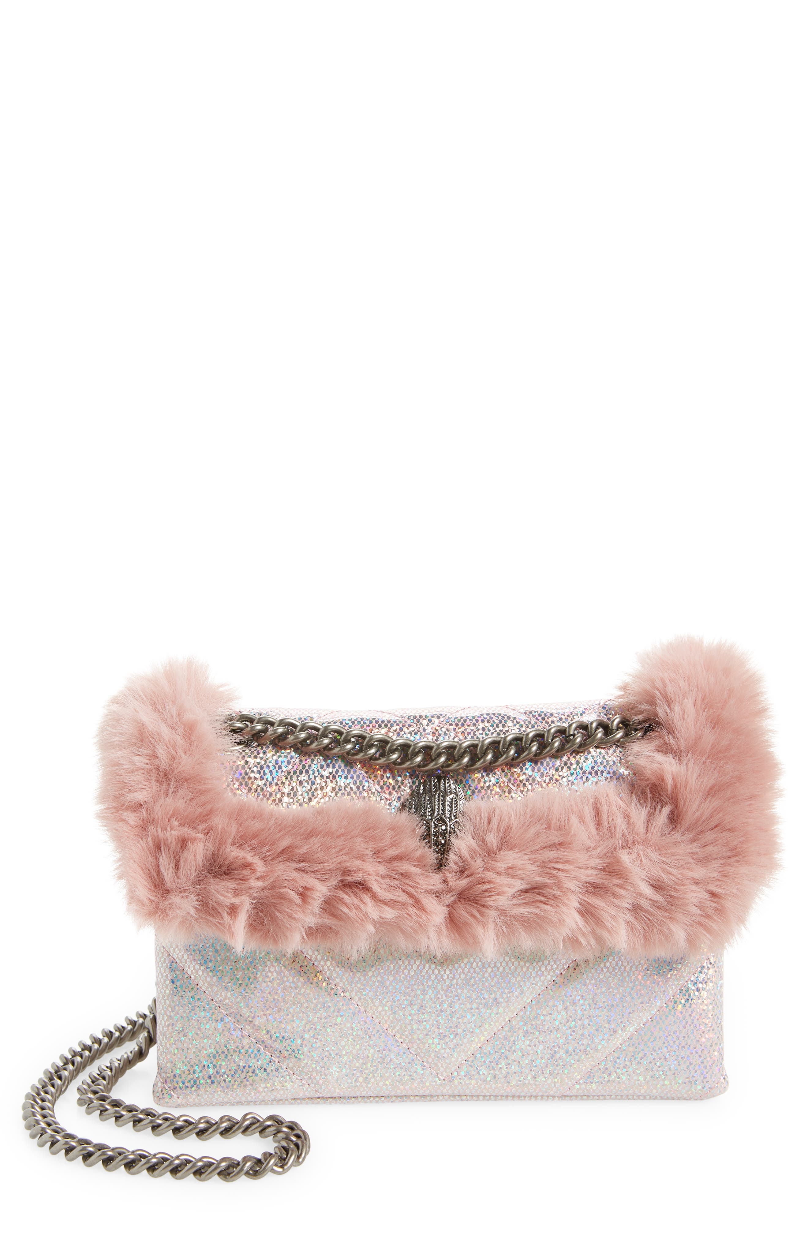 Kurt Geiger London Mini Kensington Faux Fur Crossbody Bag, Main, color, 