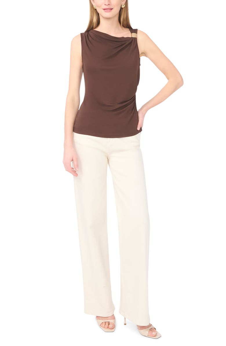 Parker Asymmetric Neck Sleeveless Top, Alternate, color, Shaved Chocolate