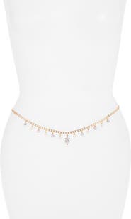 VIDAKUSH Imitation Pearl & Crystal Charm Belly Chain
