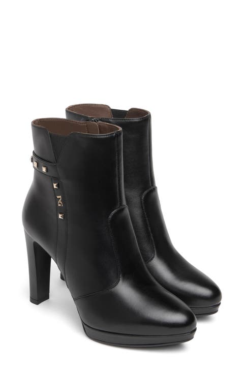 Leather Platform Studded Bootie