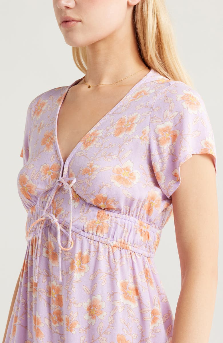 Billabong Warm Rays Floral Minidress, Alternate, color, Amethyst Smoke