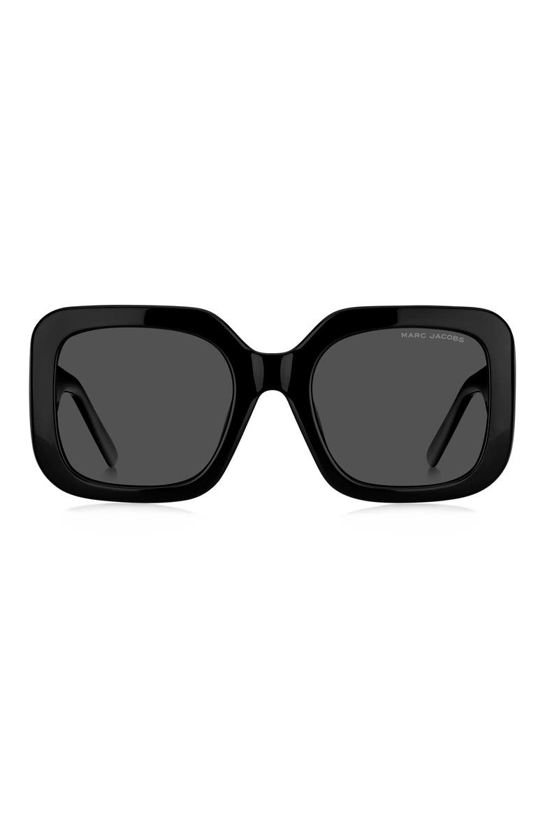 53mm Gradient Polarized Square Sunglasses, Main, color, BLACK/ GREY 2