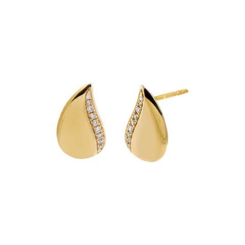 Diamond Pave Pear Shape Stud Earring 14K