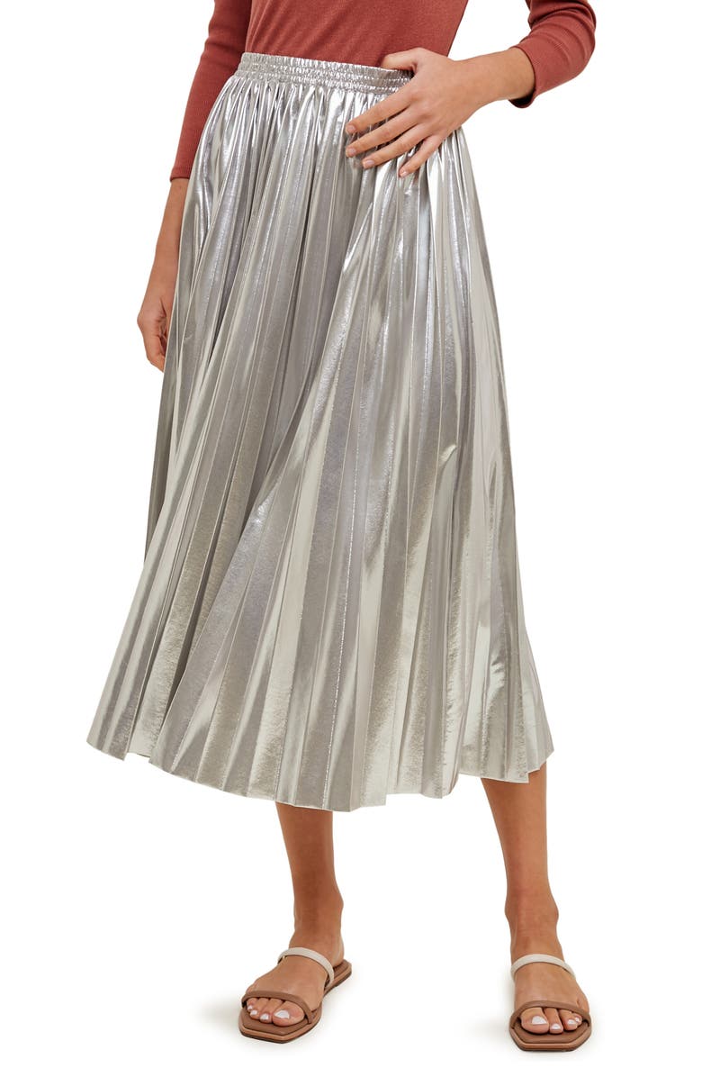 WISHLIST Metallic Pleated Skirt, Main, color, 