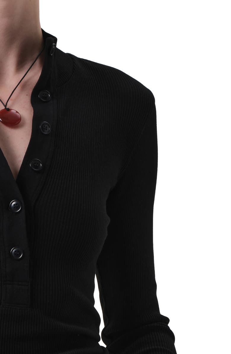 Citizens of Humanity Sheena Long Sleeve Rib Polo, Alternate, color, Black