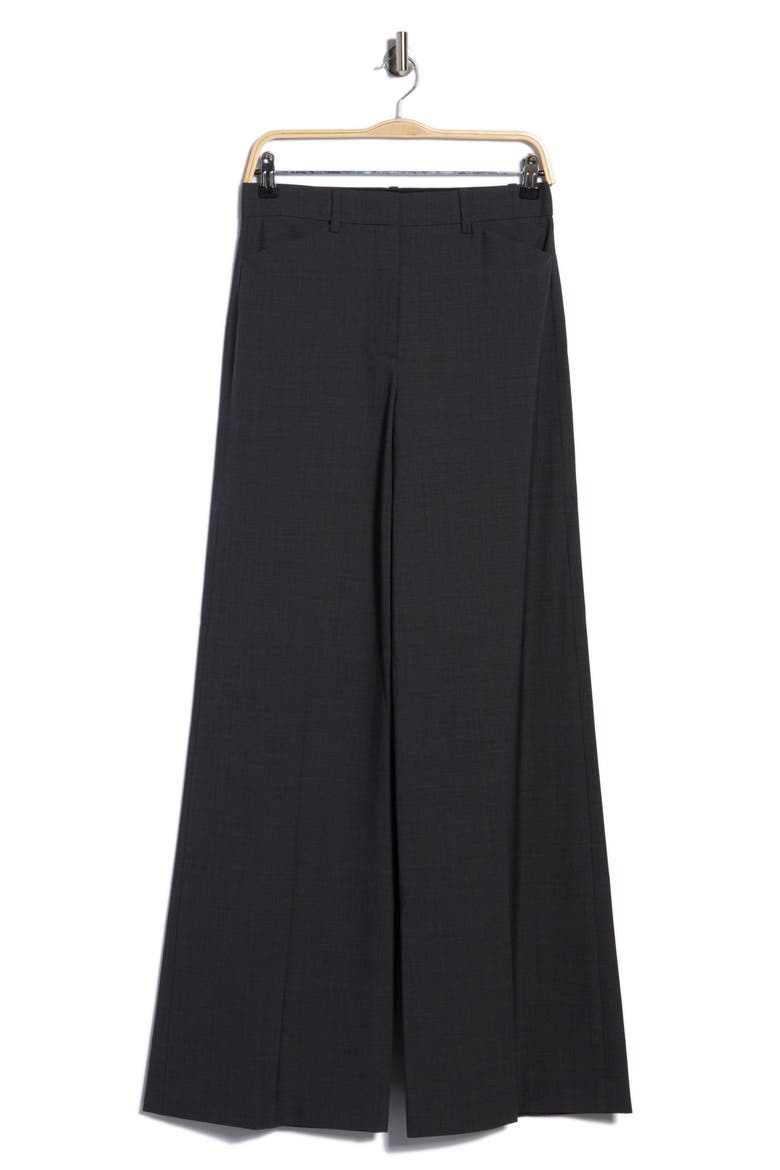Terena High Waist Wide Leg Wool Blend Pants, Main, color, CHARCOAL MELANGE