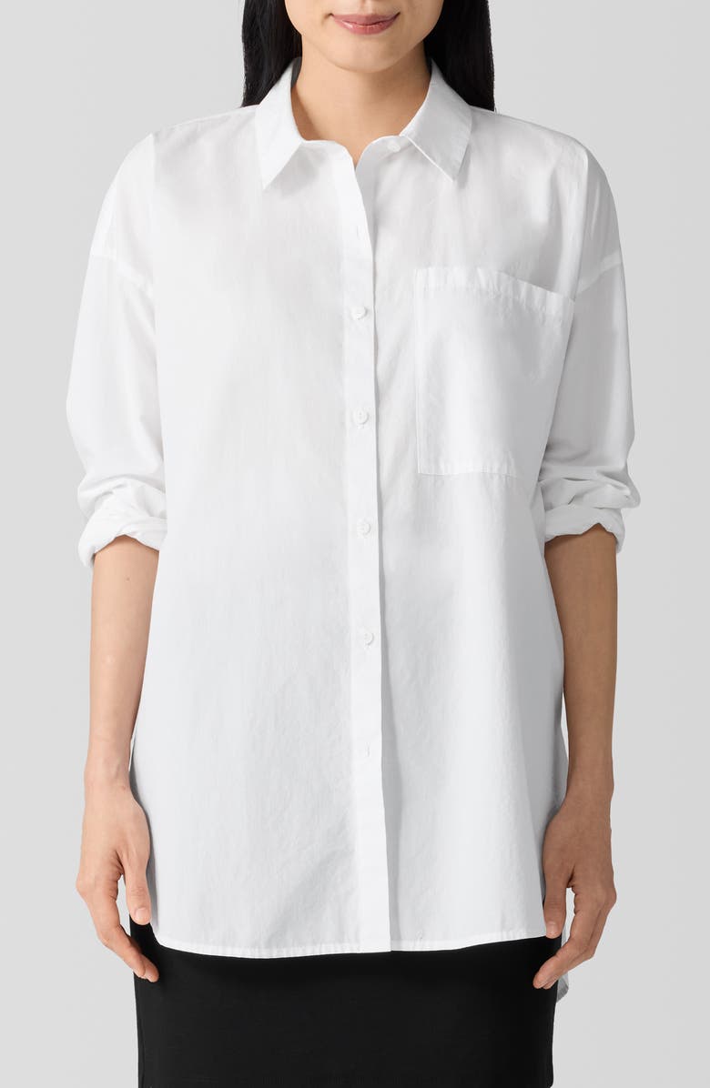 Eileen Fisher Classic Collar Organic Cotton Button-Up Shirt, Main, color, 