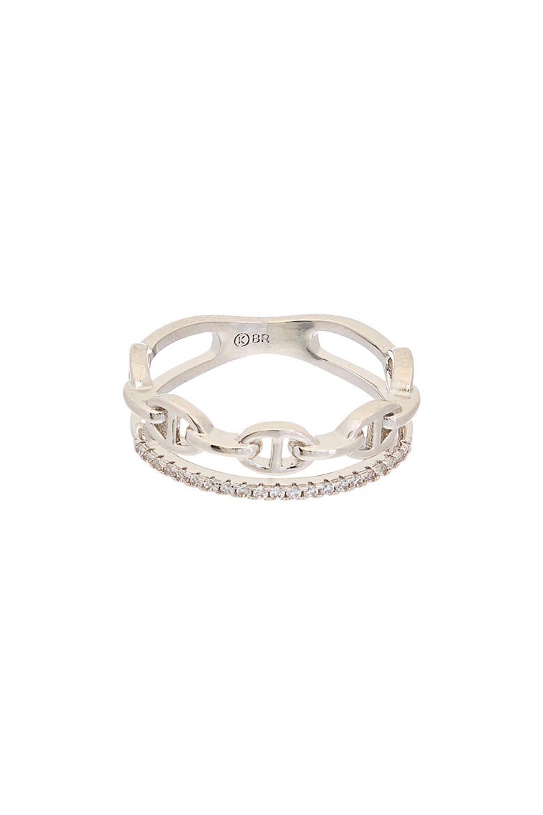 Cubic Zirconia Mariner Link Band Ring, Main, color, WHITE GOLD