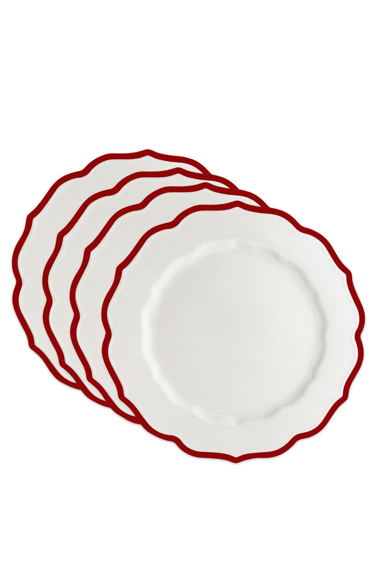 Caskata Stella Crimson Scalloped Dinner Plate - Porcelain - Set 4, Alternate, color, Red