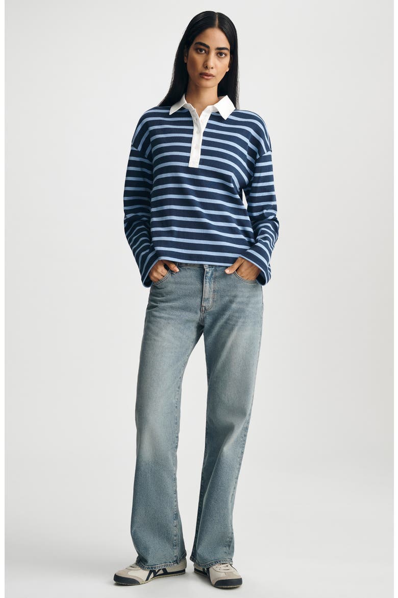 Jersey Polo Top, Alternate, color, NAVY STRIPED