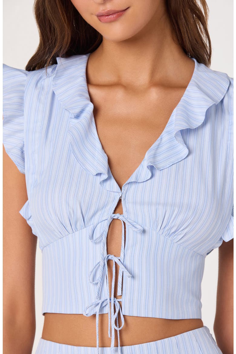 Zira Stripe Ruffle Crop Top, Alternate, color, BLUE STRIPE