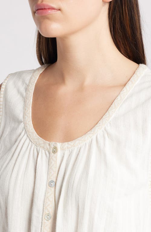 Faherty Isla Embroidered Organic Cotton Button-up Tank In Egret