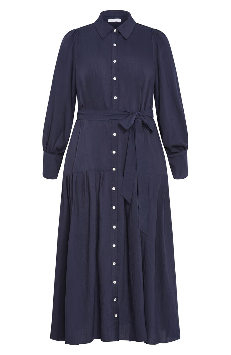 City Chic Romie Button-Up Shirtdress, Alternate, color, Navy