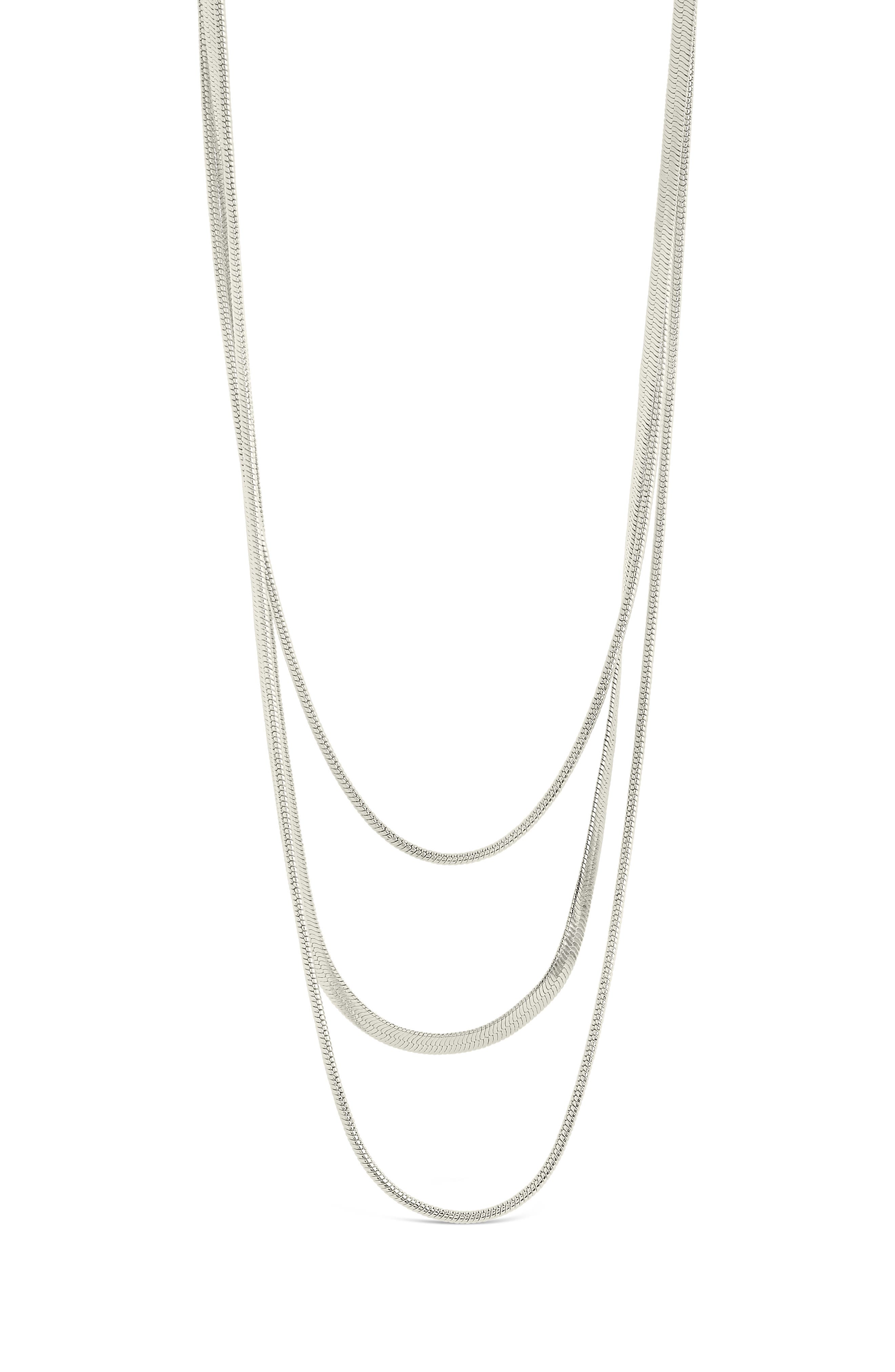 Sterling Forever Everly Herringbone Chain Layered Necklace
