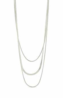 Sterling Forever Everly Herringbone Chain Layered Necklace