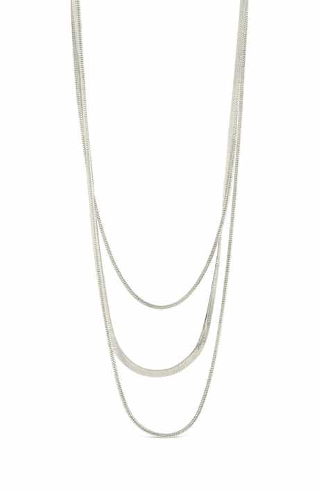 Sterling Forever Everly Herringbone Chain Layered Necklace