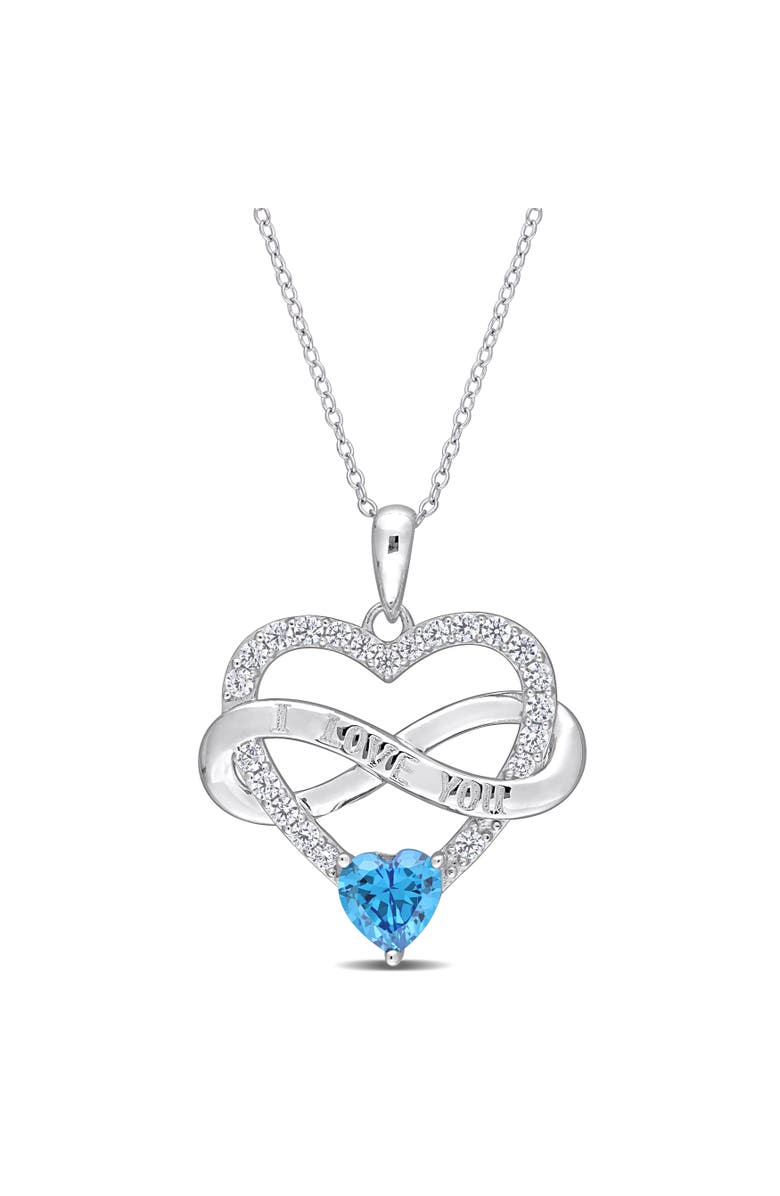 Julianna B. Color Zirconia Infinity Heart Necklace, Main, color, Blue Cz