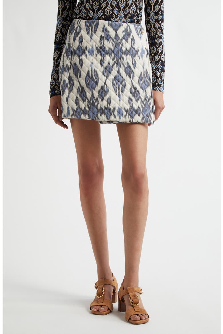 Zina Quilted Wrap Miniskirt, Main, color, CELESTE