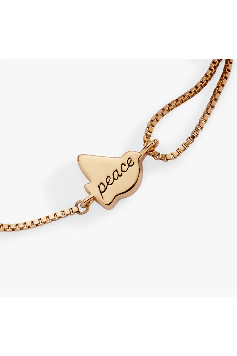 Dove 'Peace' Mother of Pearl Pull Chain Bracelet, Alternate, color, Gold