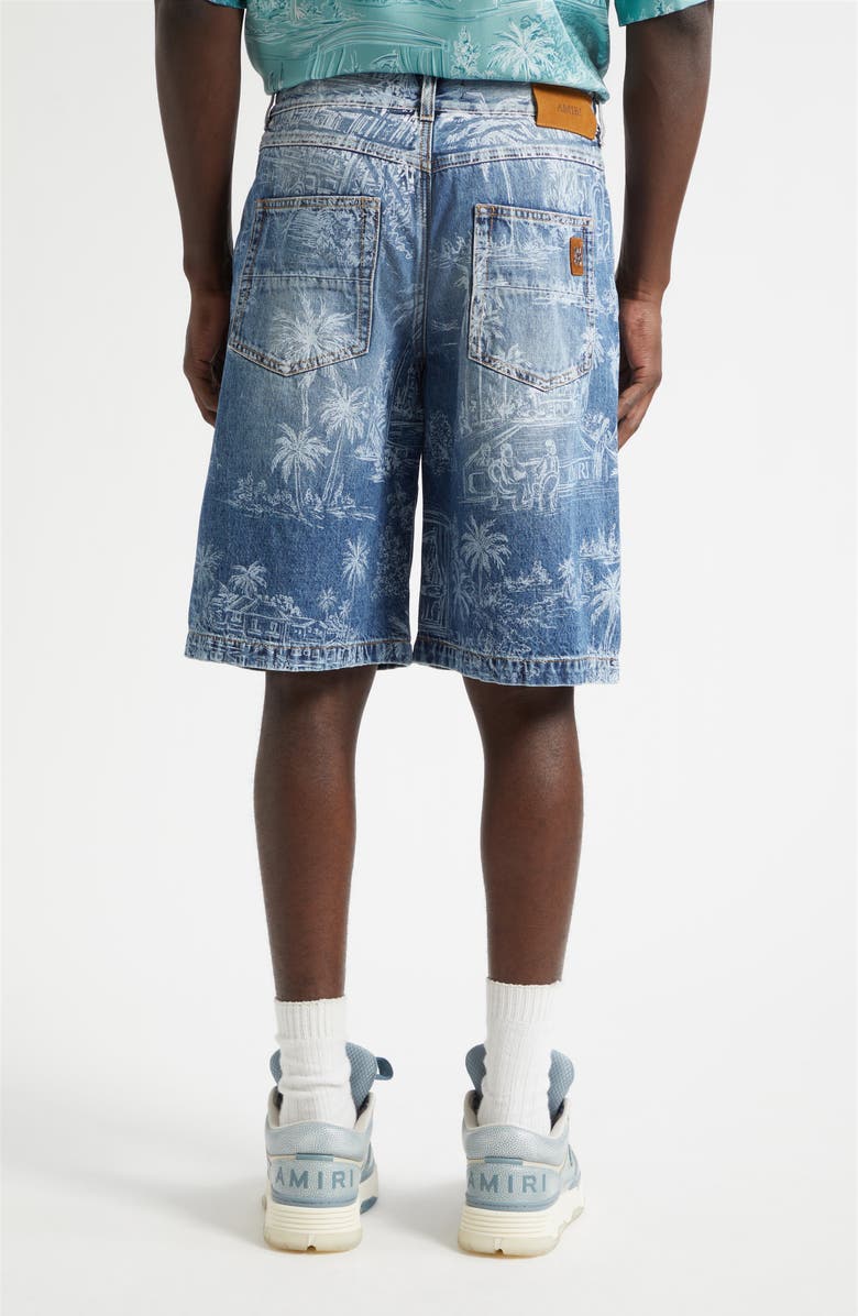 AMIRI Chateau Palms Denim Shorts, Alternate, color, Harbor Indigo