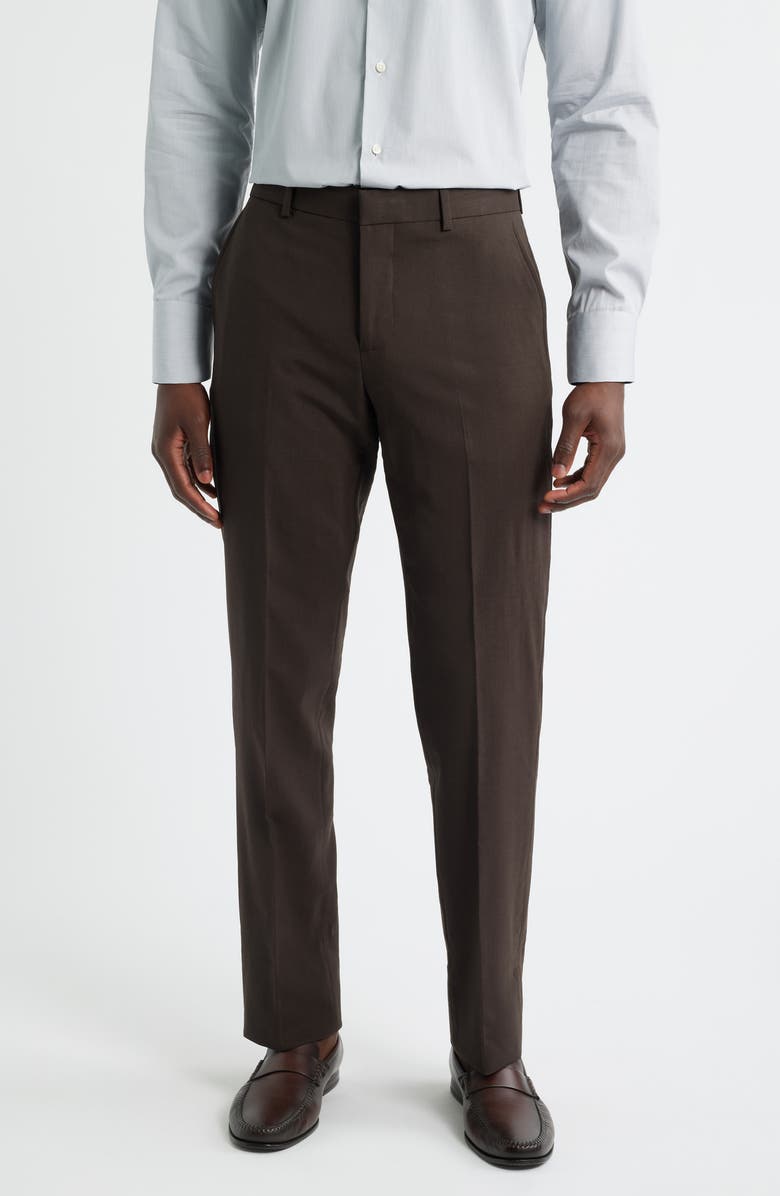 Nordstrom Henrik Trim Fit Solid Stretch Wool Suit Pants, Main, color, Brown Torte