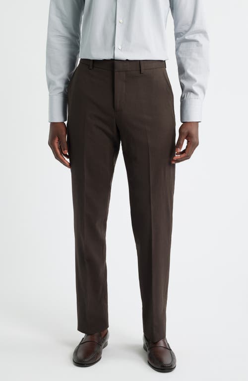 Nordstrom Henrik Trim Fit Solid Stretch Wool Suit Pants In Brown