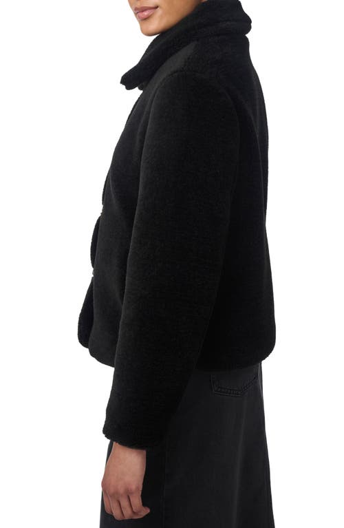 Bernardo Short Faux Shearling Coat In Black