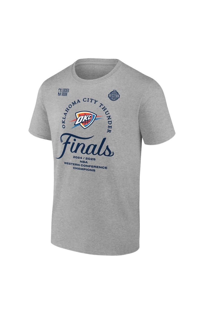 FANATICS Men's Fanatics  Heather Gray Oklahoma City Thunder 2025 Western Conference Champions Locker Room T-Shirt, Alternate, color, 