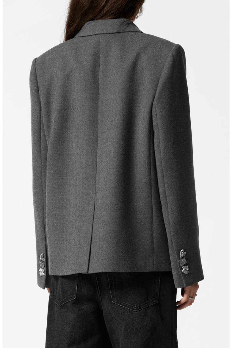 Double Breasted Blazer, Alternate, color, GREY DARK
