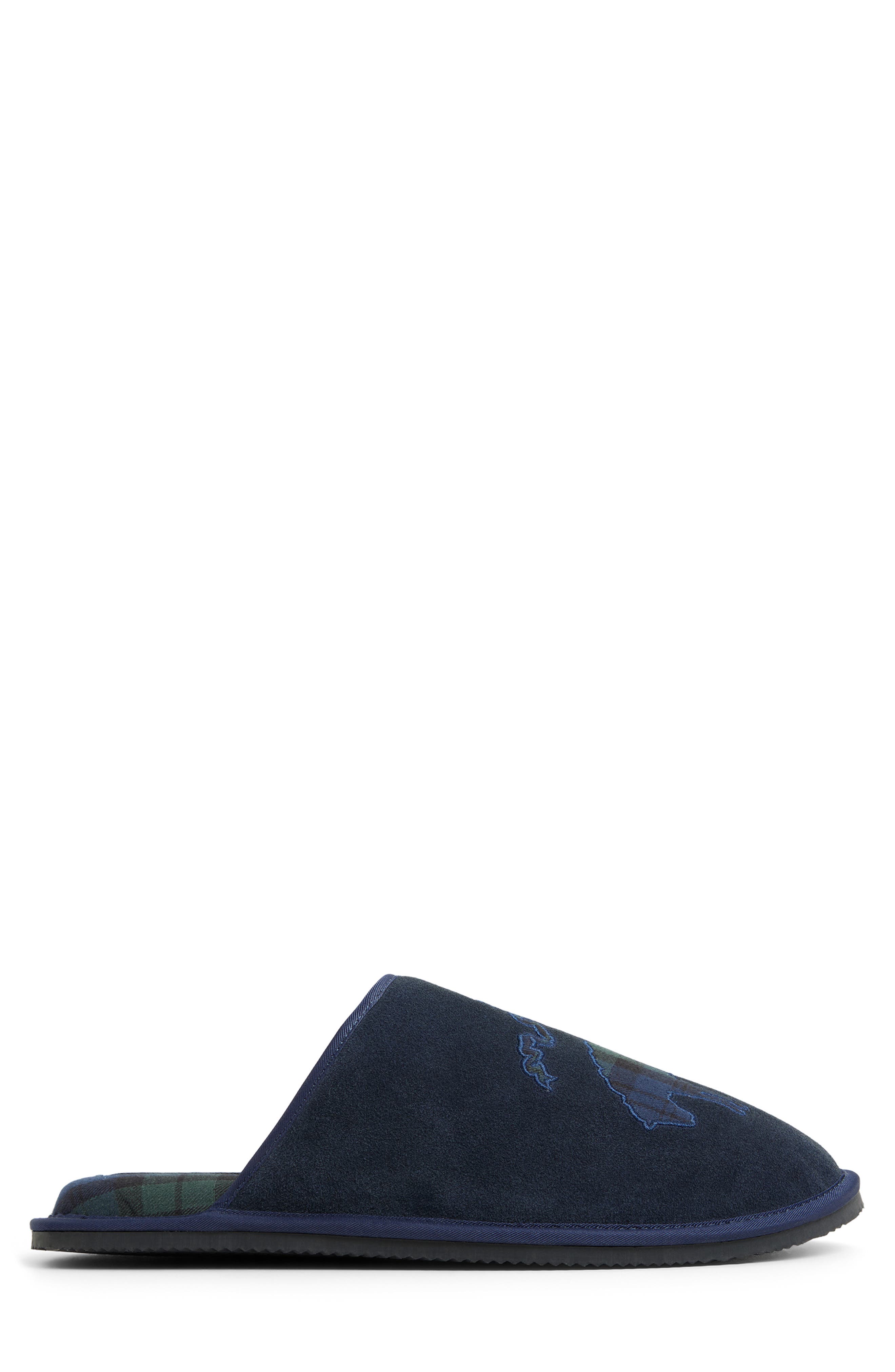 Drew Wool Faux Fur Lined Slipper, Alternate, color, NAVY