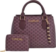 bebe Adela Small Monogram Satchel with Wallet